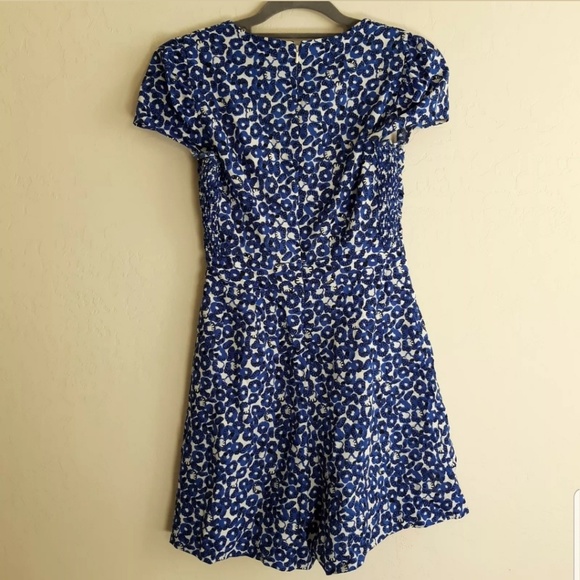 🦋 Leifnotes Anthro Sweetheart neckline Blue Floral Romper size 0 - Picture 4 of 7